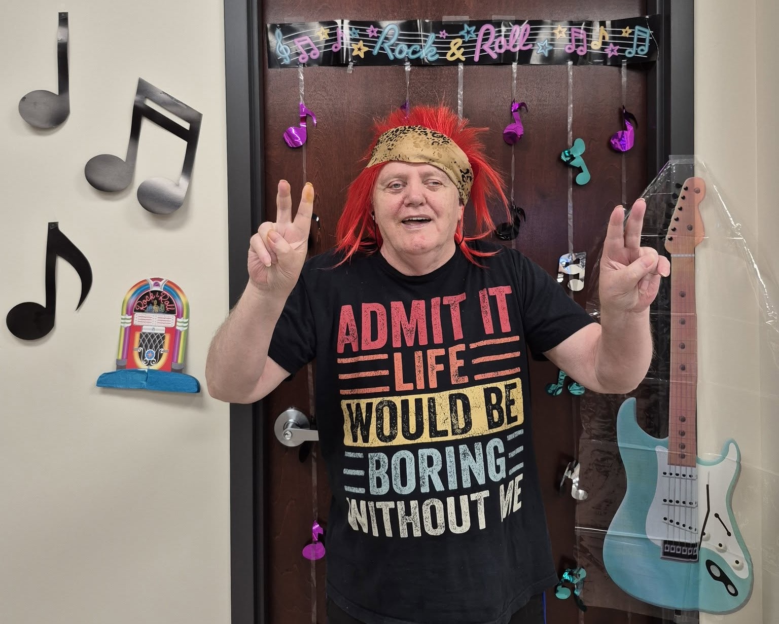 Rock and Roll Hall of Fame Day Program participant giving the peace sign